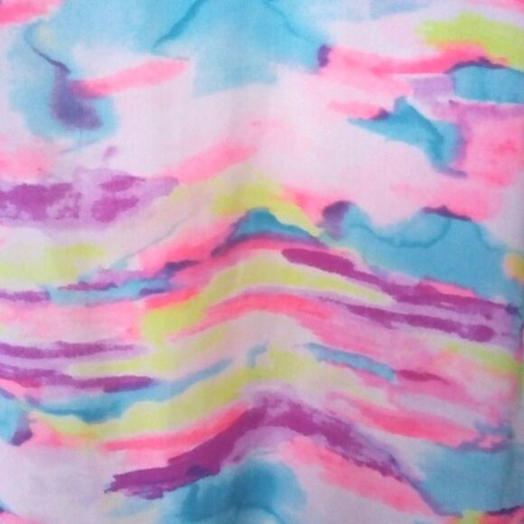 Tank Top Watercolor Colorful Chiffon Twisted Racer back Sheer Not See Th… - Picture 3 of 14